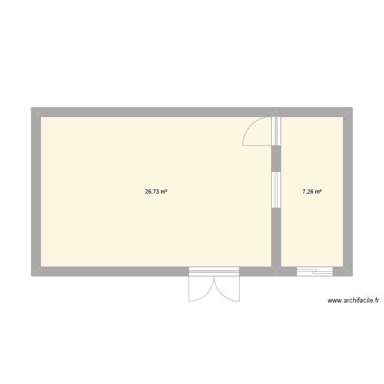 a construire. Plan de 2 pièces et 34 m2