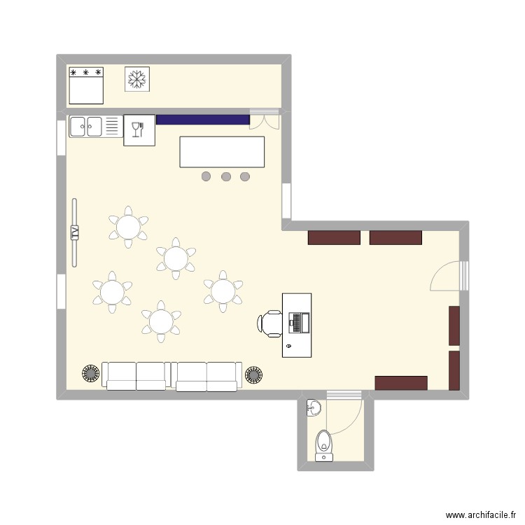 magasin virtuel. Plan de 3 pièces et 29 m2