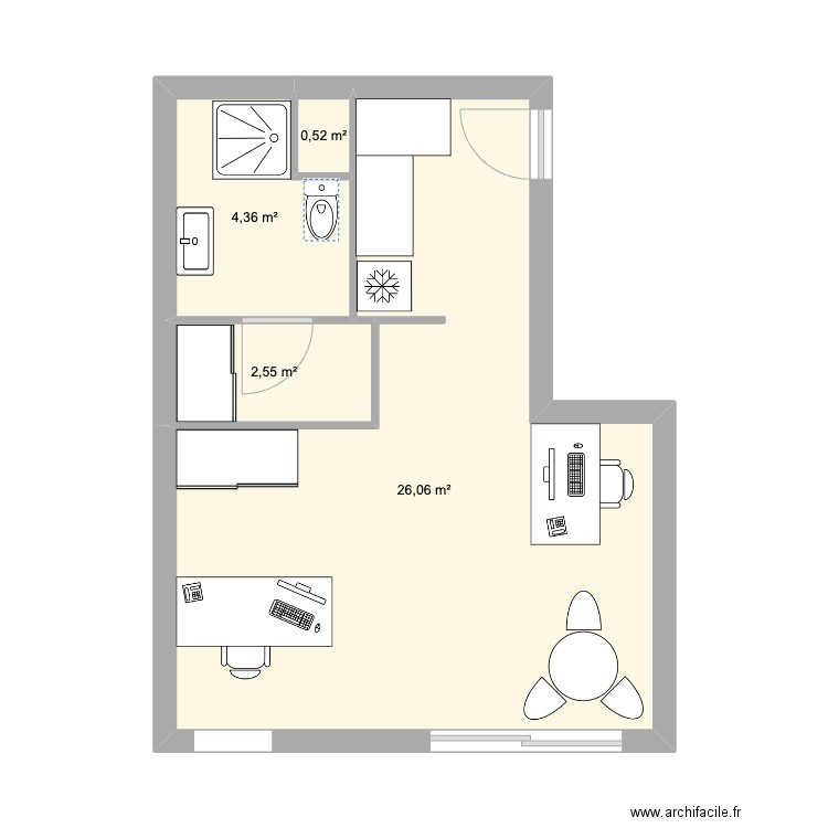 maurelle2. Plan de 4 pièces et 33 m2