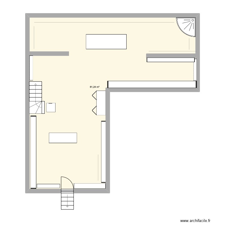 little and tall. Plan de 1 pièce et 81 m2