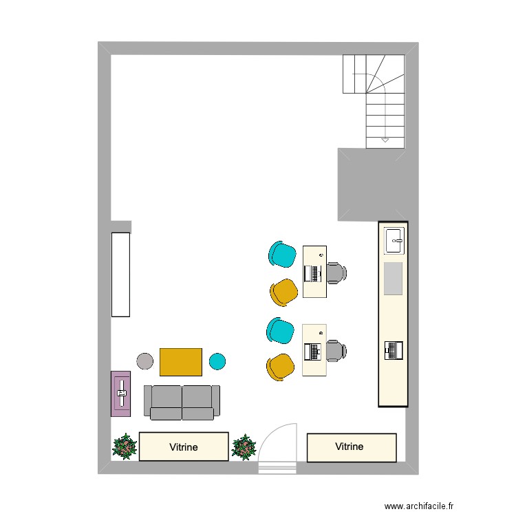 yes eye. Plan de 2 pièces et 53 m2