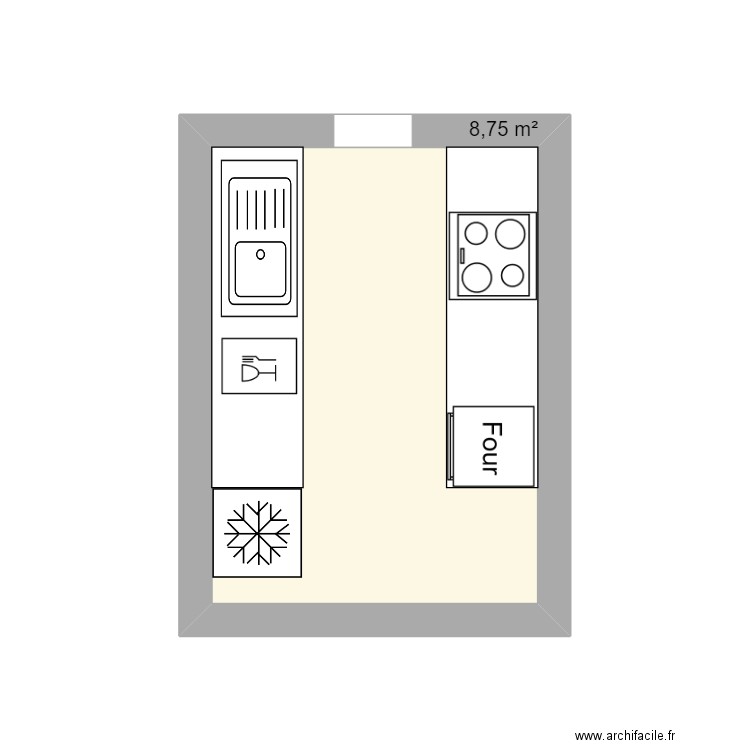 cuisine 2. Plan de 1 pièce et 9 m2