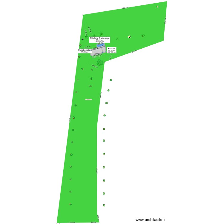 Container Miellerie. Plan de 3 pièces et 72 m2