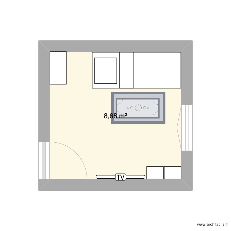 chambre Kais . Plan de 1 pièce et 9 m2