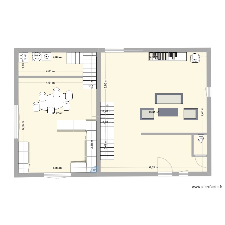 plan maison Ussac. Plan de 2 pièces et 86 m2