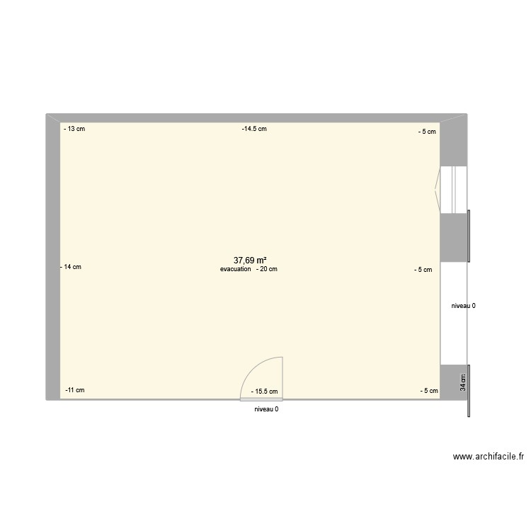 plan niveau pour ragreage. Plan de 1 pièce et 38 m2