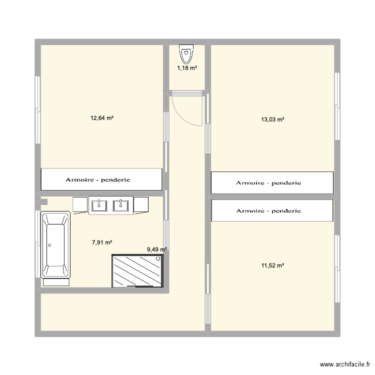 patrick. Plan de 6 pièces et 56 m2