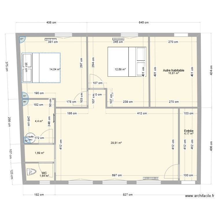 etage 5. Plan de 8 pièces et 79 m2