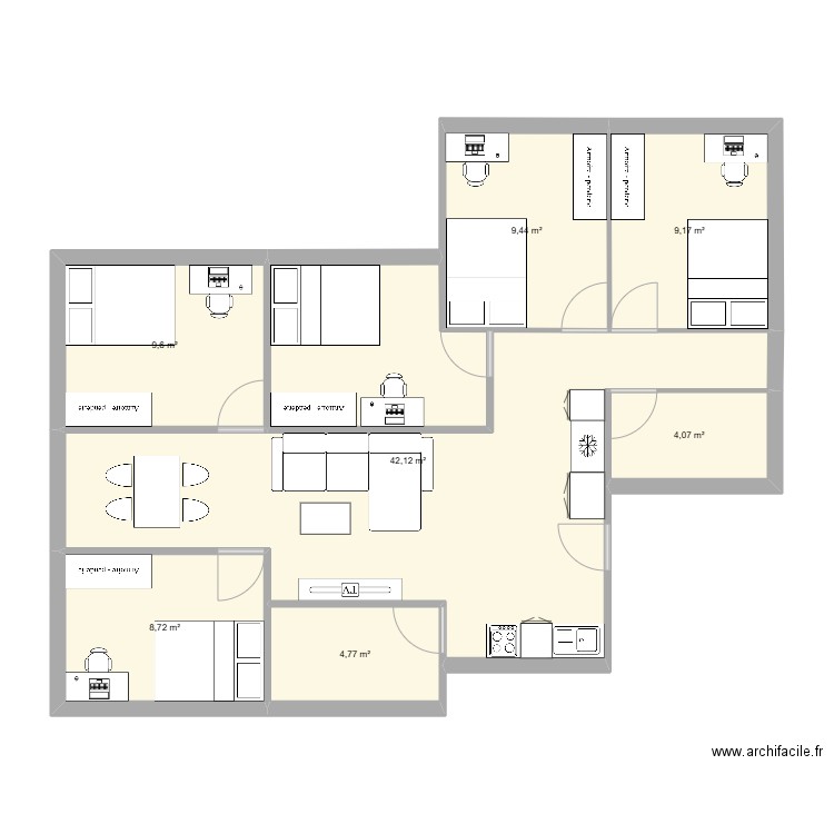 Plan argenteuil. Plan de 7 pièces et 88 m2