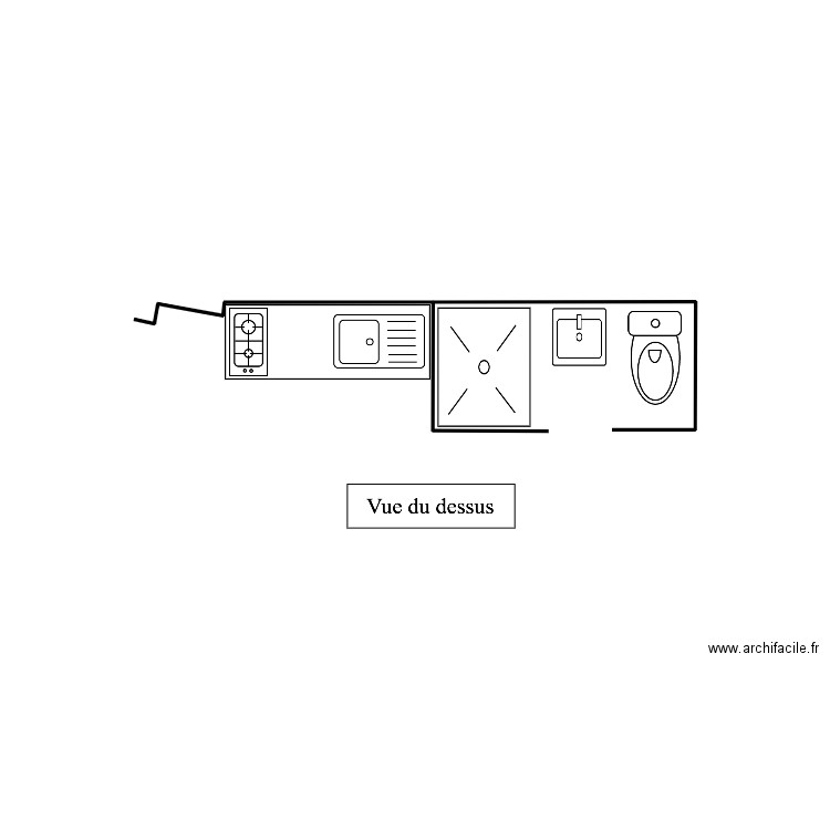 CUSINE/SBC VUE DE DESSUS. Plan de 0 pièce et 0 m2