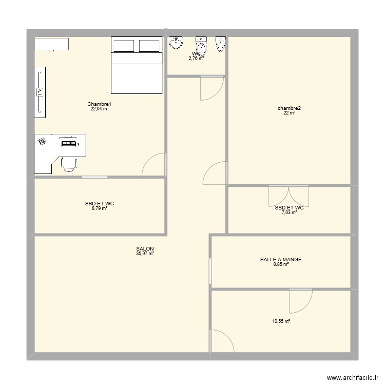 plan maison. Plan de 8 pièces et 118 m2