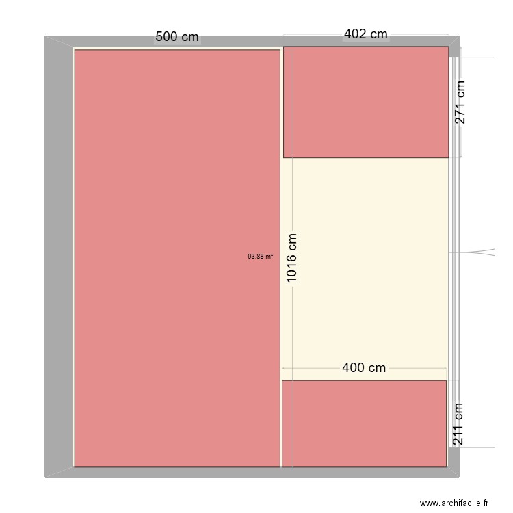 PLACARD CHAMBRE VIOLET. Plan de 1 pièce et 94 m2