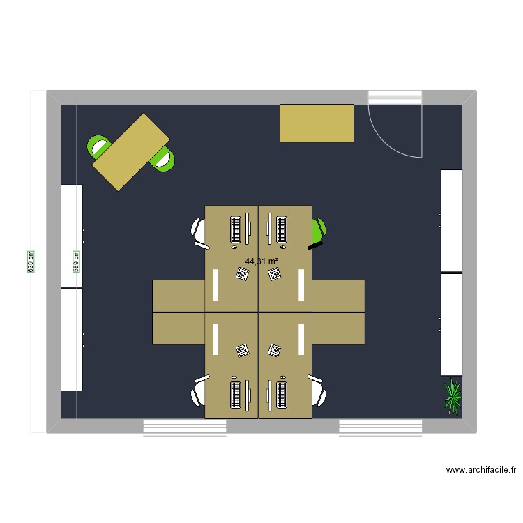 Factu 1. Plan de 1 pièce et 44 m2