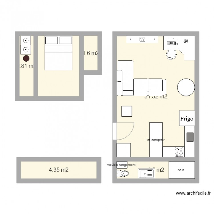 Ma mini maison. Plan de 0 pièce et 0 m2