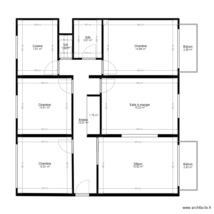 Plan appart T4. Plan de 0 pièce et 0 m2