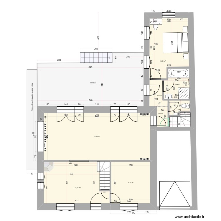 Projet_RDF_RDC sans escalier externe SS_Révision_3.8. Plan de 9 pièces et 113 m2