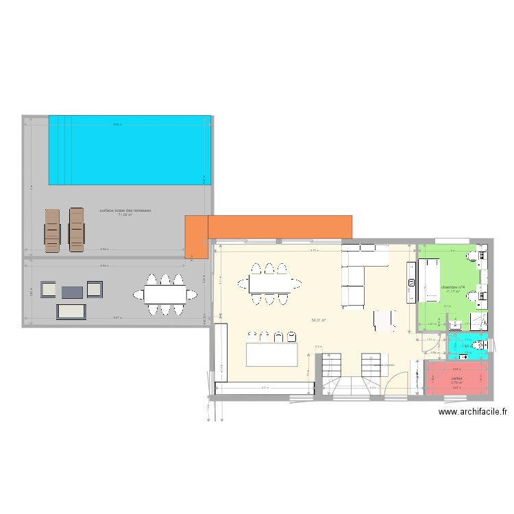 RDC maison. Plan de 0 pièce et 0 m2