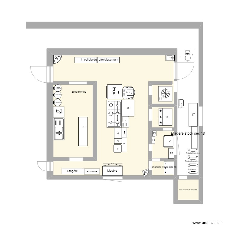 asc. Plan de 5 pièces et 23 m2