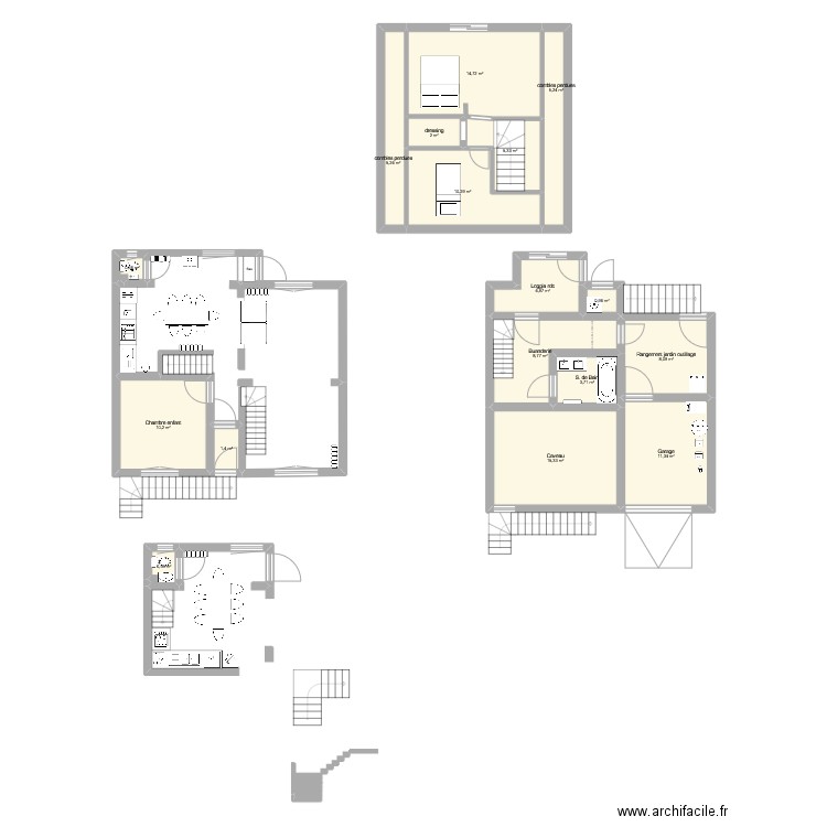 thann. Plan de 17 pièces et 109 m2