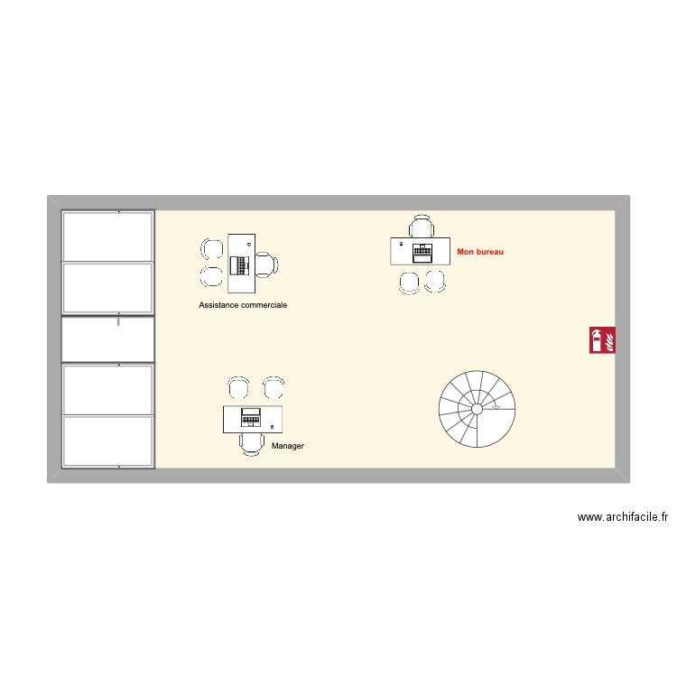 rdc. Plan de 1 pièce et 48 m2