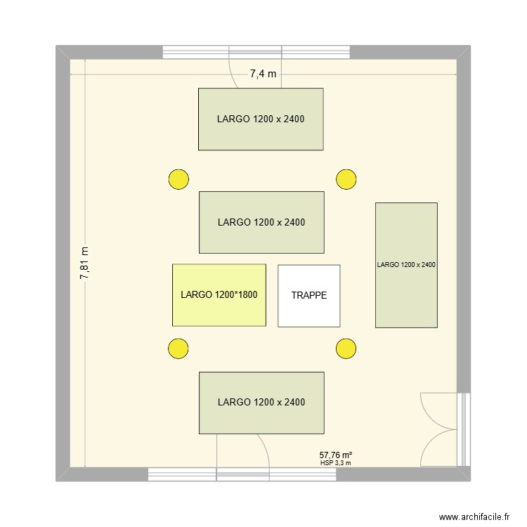 SALLE ACTIVITE - FOYER DE VIE LES MARTINEAUX. Plan de 1 pièce et 58 m2