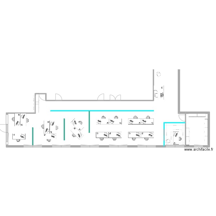 bureau 4. Plan de 1 pièce et 9 m2