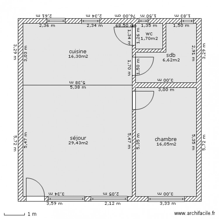 1 chambre. Plan de 0 pièce et 0 m2