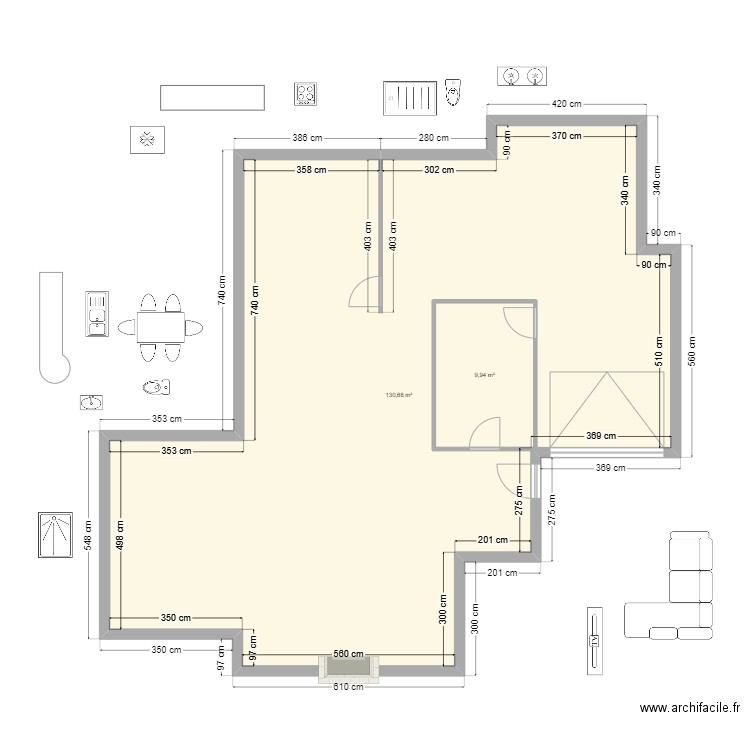 projet Megane. Plan de 2 pièces et 151 m2