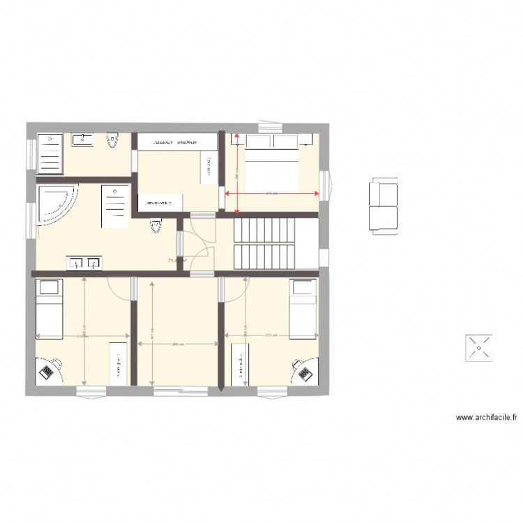 maison 10x9 etage 1 v3. Plan de 0 pièce et 0 m2