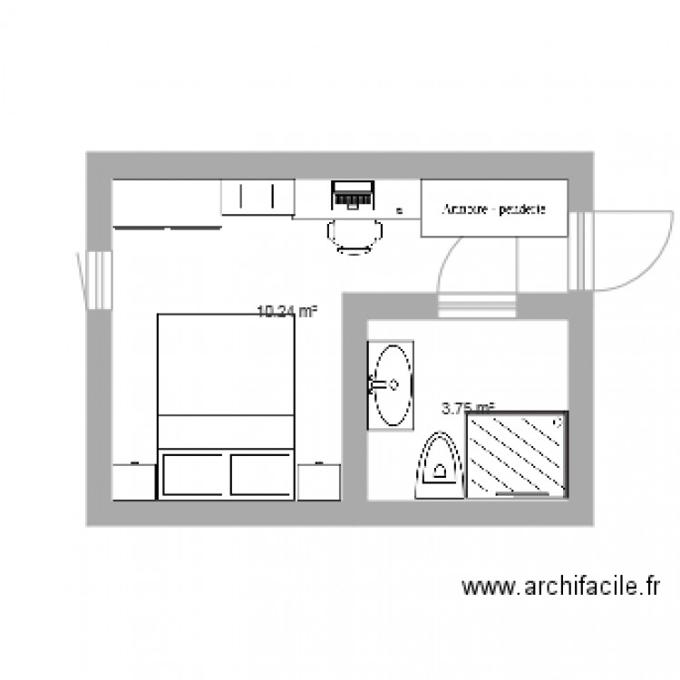 chambre simple. Plan de 0 pièce et 0 m2