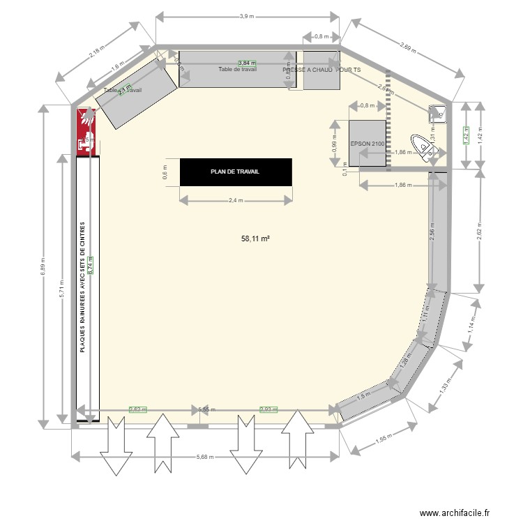 frouard1. Plan de 1 pièce et 58 m2