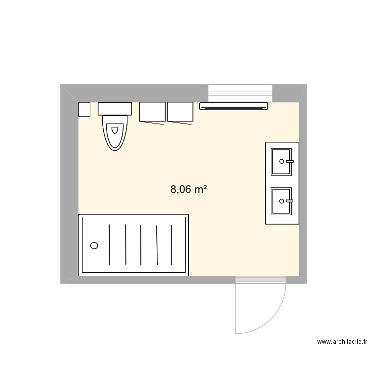 sdb2. Plan de 1 pièce et 8 m2