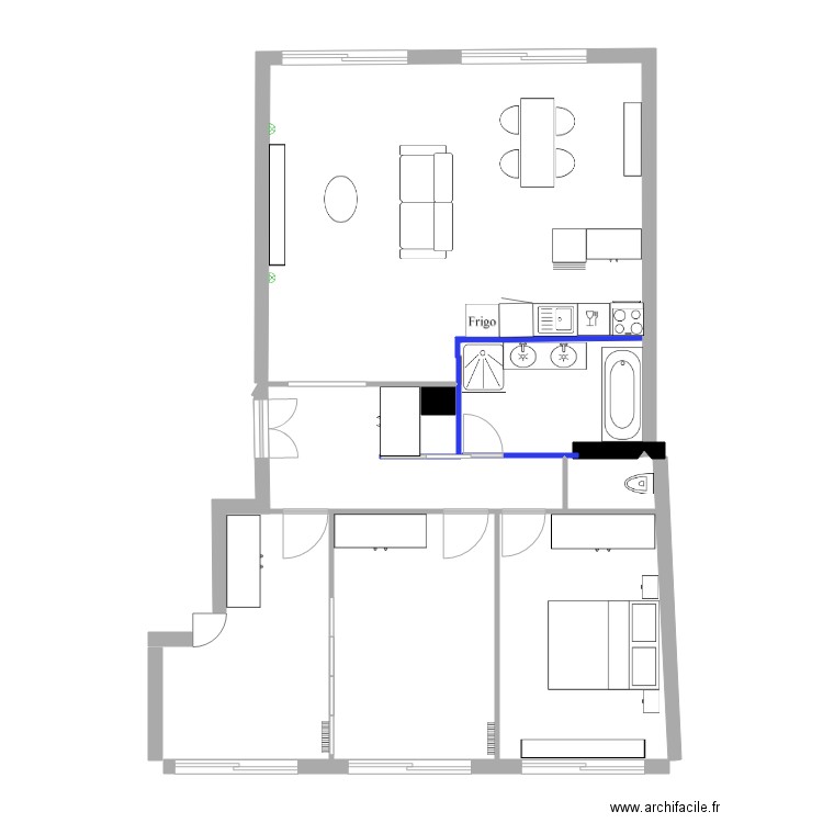 Version biblio mur et bar. Plan de 0 pièce et 0 m2