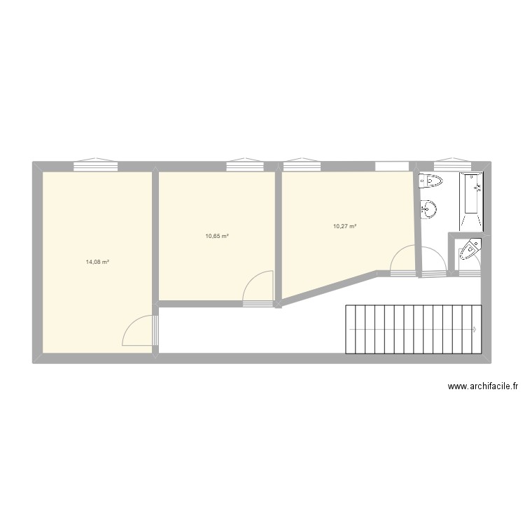 the second 2eme etage. Plan de 3 pièces et 35 m2