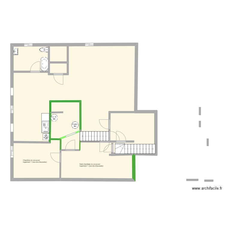 Salle de bain sous-sol. Plan de 0 pièce et 0 m2