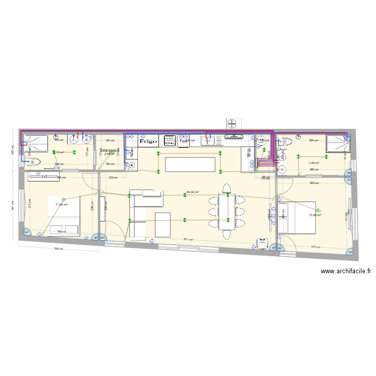 maison flayosc. Plan de 6 pièces et 87 m2