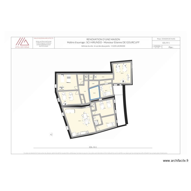 R1 2025.02.25. Plan de 18 pièces et 165 m2