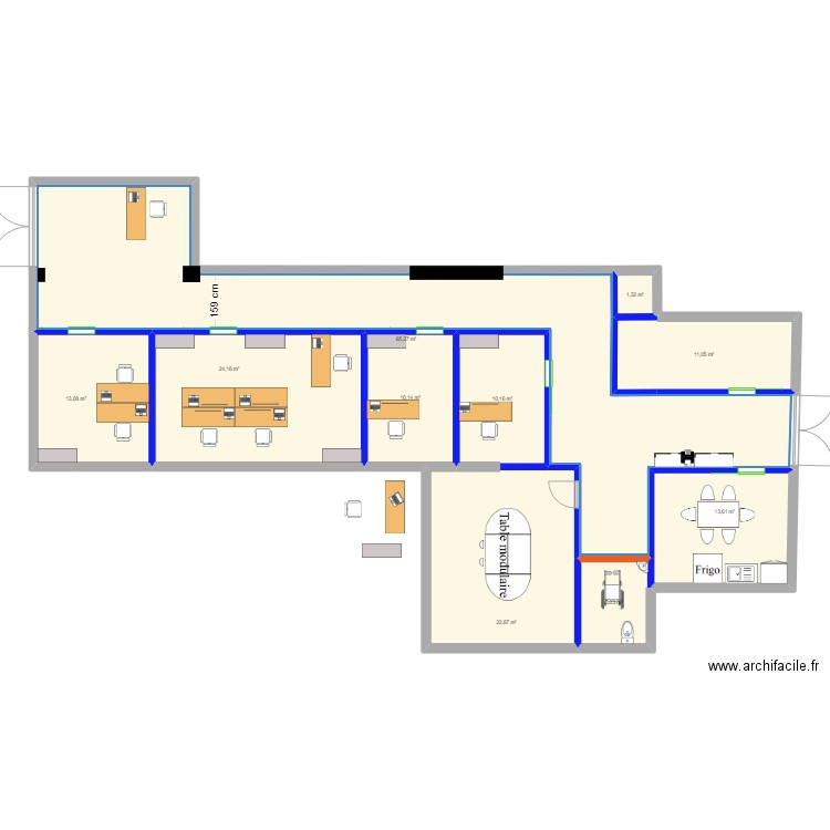 BUREAU 180m² cotation v2. Plan de 10 pièces et 177 m2