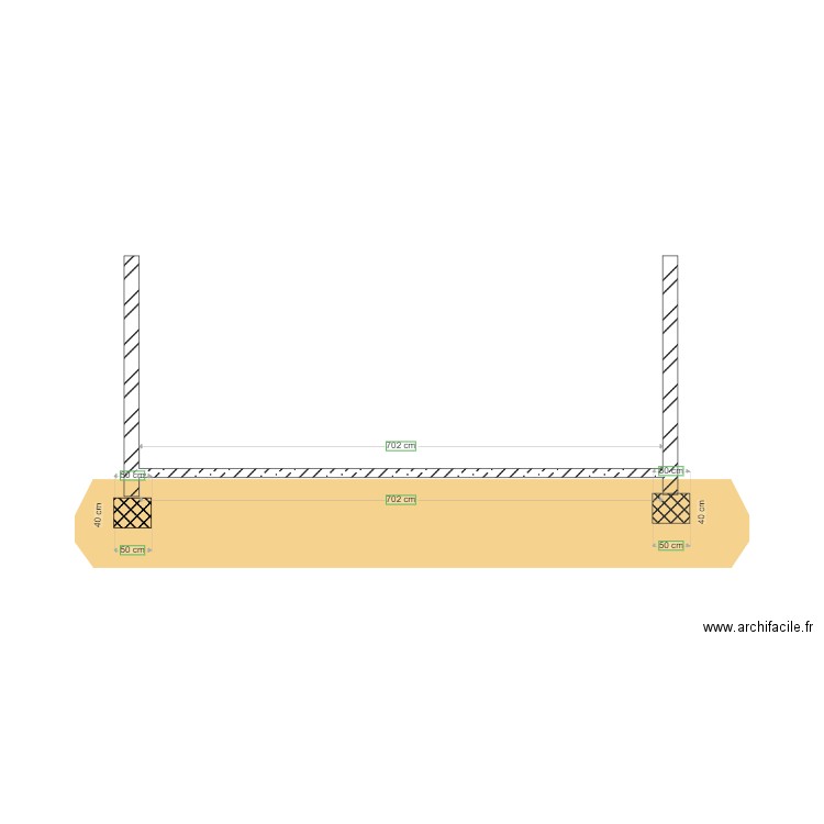 Plan coupe pavillon de chasse. Plan de 0 pièce et 0 m2