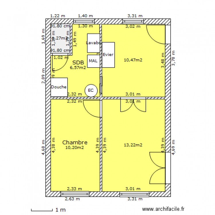 Agence de la Seulles F2 variante. Plan de 0 pièce et 0 m2