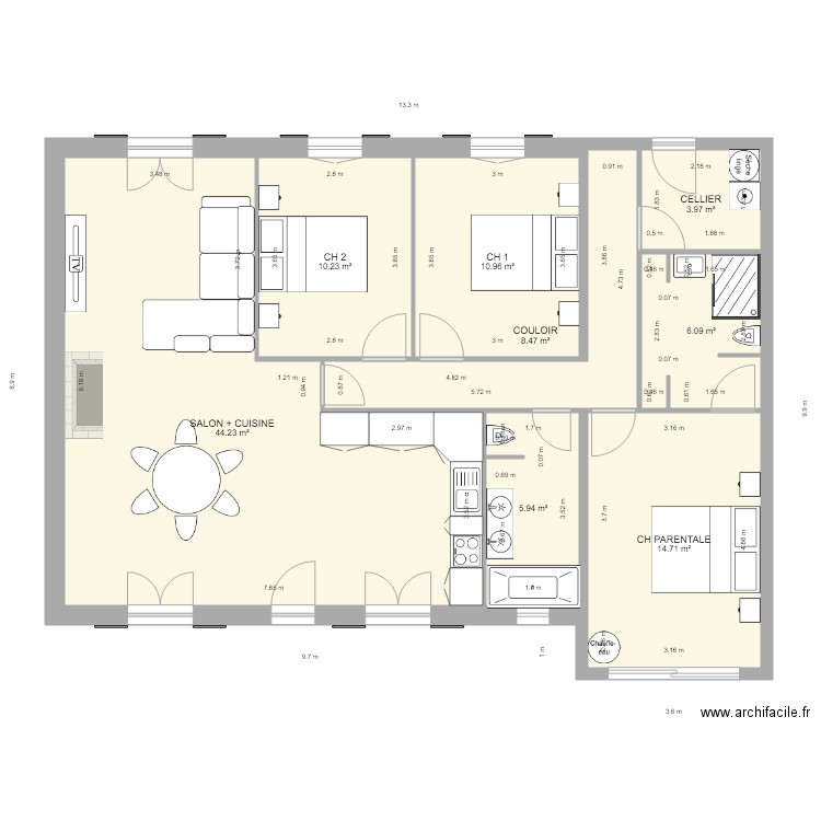 PLAN MODIFIE. Plan de 0 pièce et 0 m2