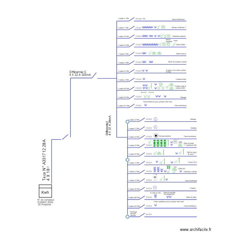 unifilaire. Plan de 0 pièce et 0 m2