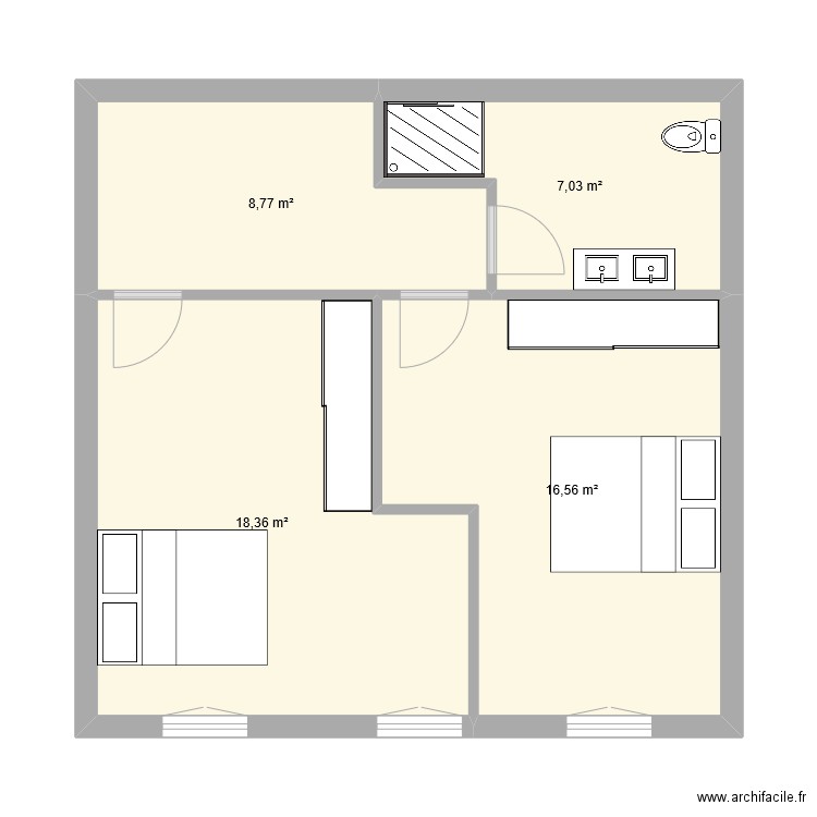 Logement 2. Plan de 4 pièces et 51 m2