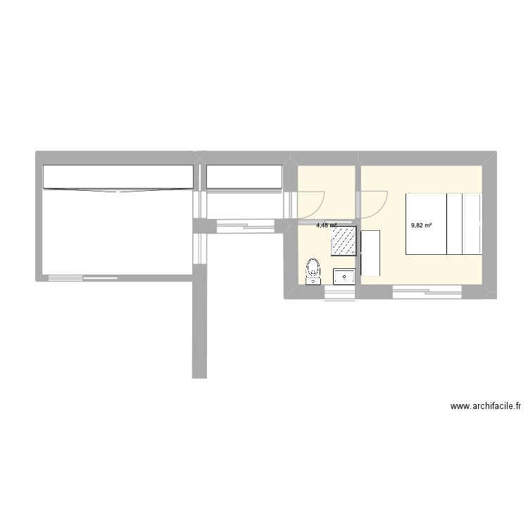 Extension maison. Plan de 2 pièces et 14 m2