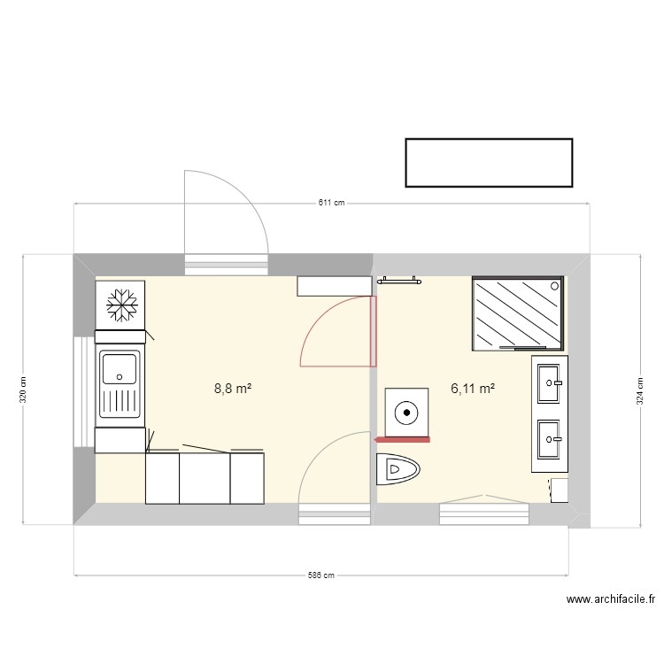 SCI 35 PLAN 7. Plan de 2 pièces et 15 m2