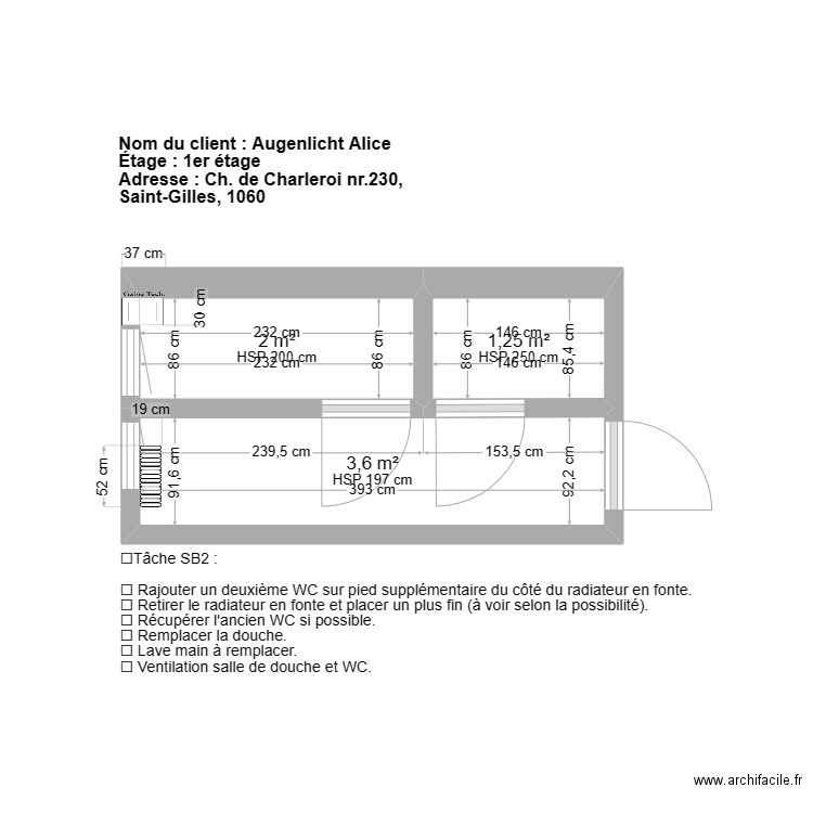 1er étage - S02824. Plan de 3 pièces et 7 m2