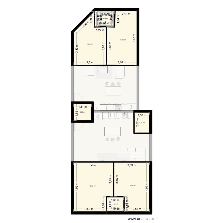 FO YAM BIS. Plan de 19 pièces et 215 m2