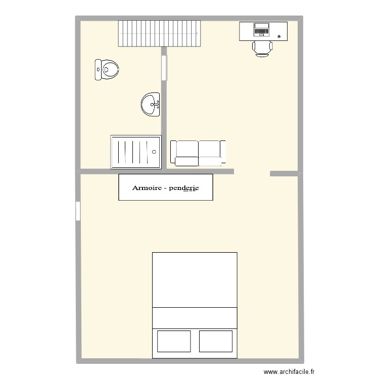 etage. Plan de 1 pièce et 222 m2