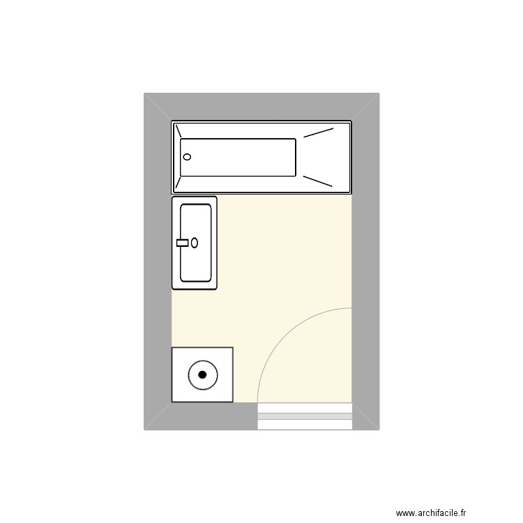 sdb. Plan de 1 pièce et 5 m2