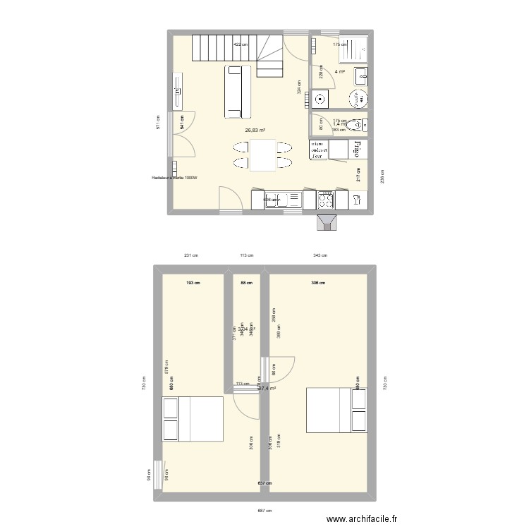 Maison varades. Plan de 5 pièces et 73 m2